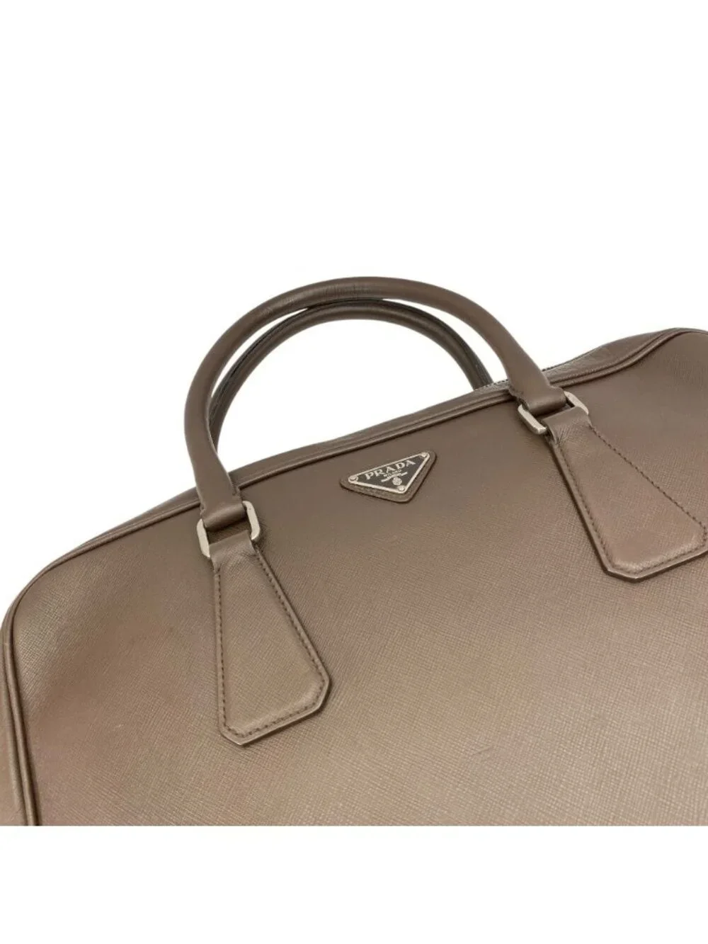 Prada Triangle Logo Business Briefcase Handbag Saffiano Leather